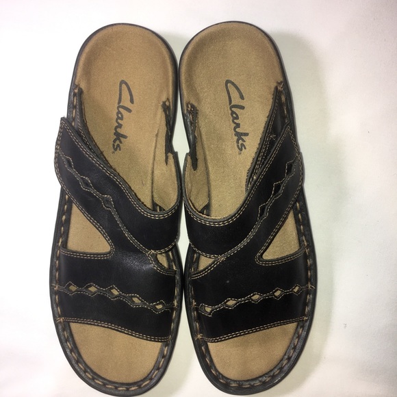 Clark’s Leather Slide Sandals Women’s Brown Sz: 7N - Picture 5 of 10
